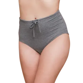 100% Organic Cotton Women's Drawstring Elastic Free Panties - High Waisted Cotton Brief Panties - 2 Pack