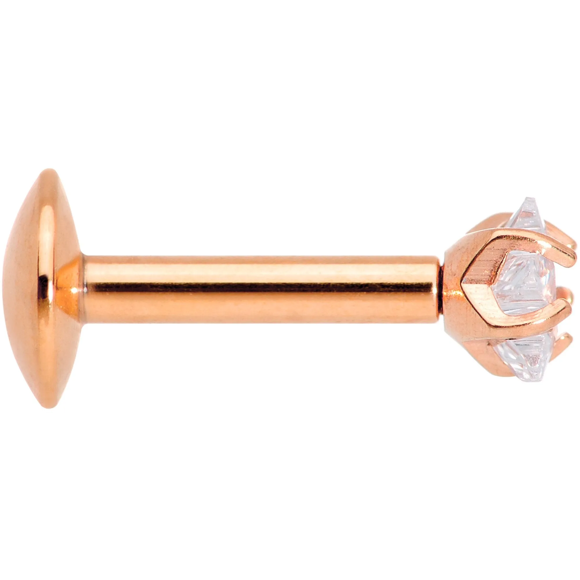 1/4 Clear Star CZ Gem Rose Gold PVD Internally Threaded Labret Monroe