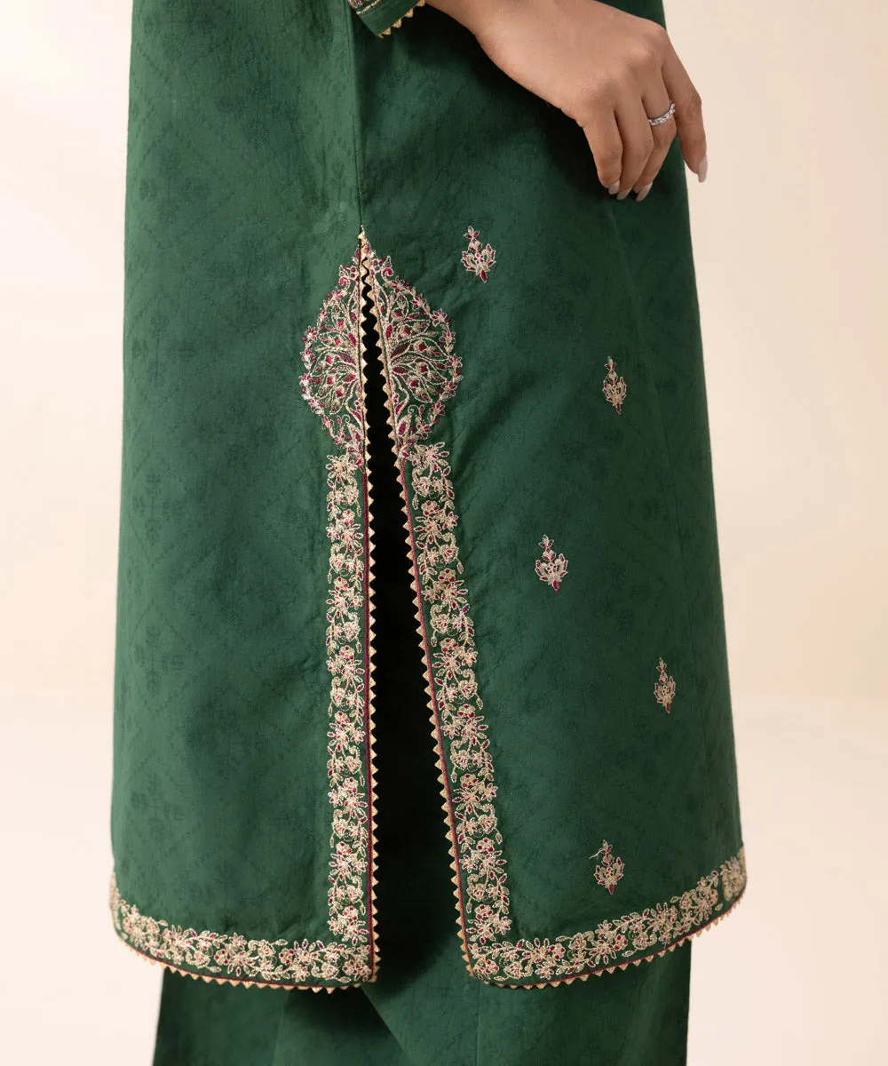 3 Piece - Embroidered Cotton Jacquard Suit