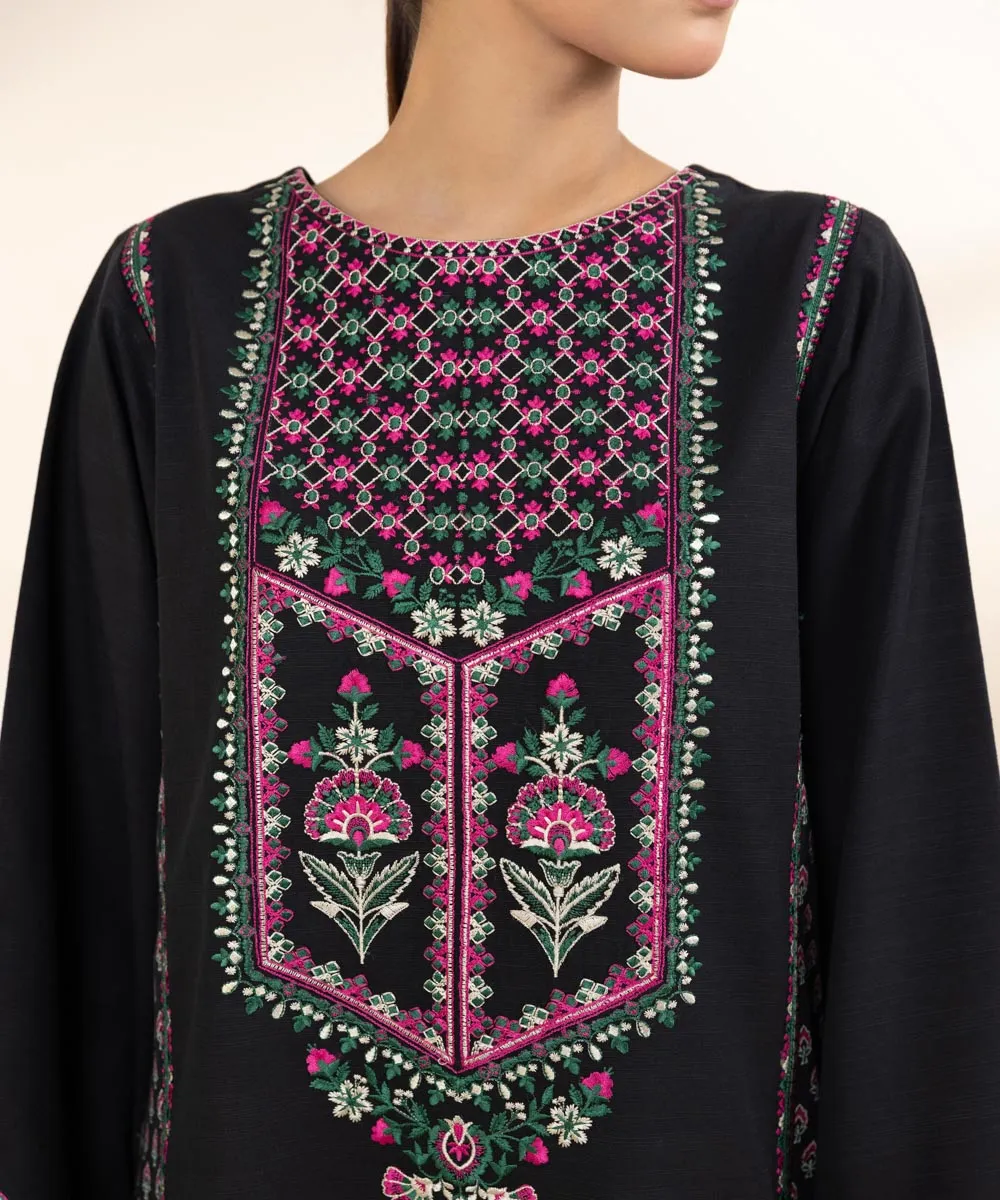 3 Piece - Embroidered Khaddar Suit