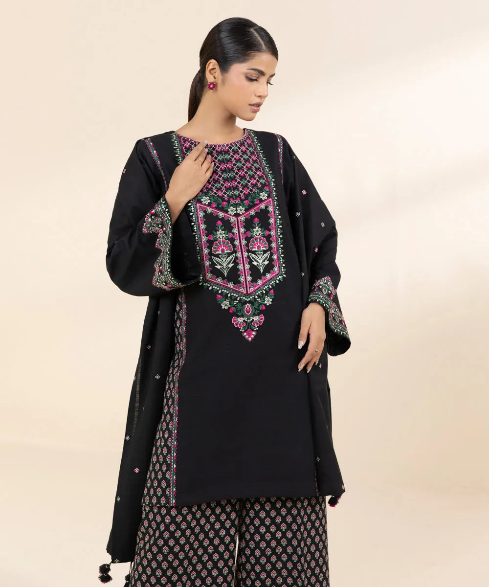 3 Piece - Embroidered Khaddar Suit