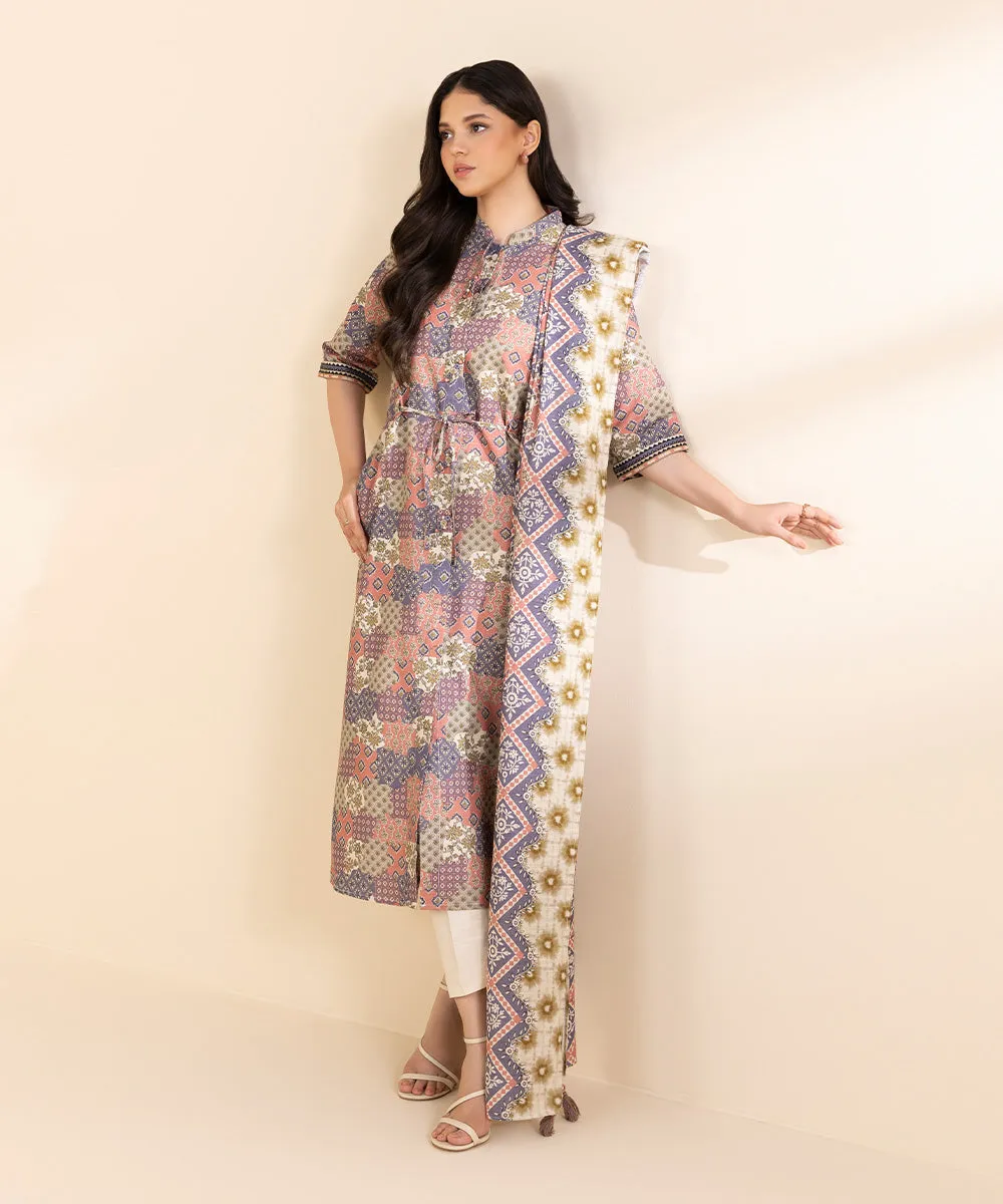 3 Piece - Printed Light Khaddar Suit