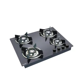 4 Burner Glass Hob Top with Double Ring Forged Brass Burner Auto Ignition (1064 RO HT DB)