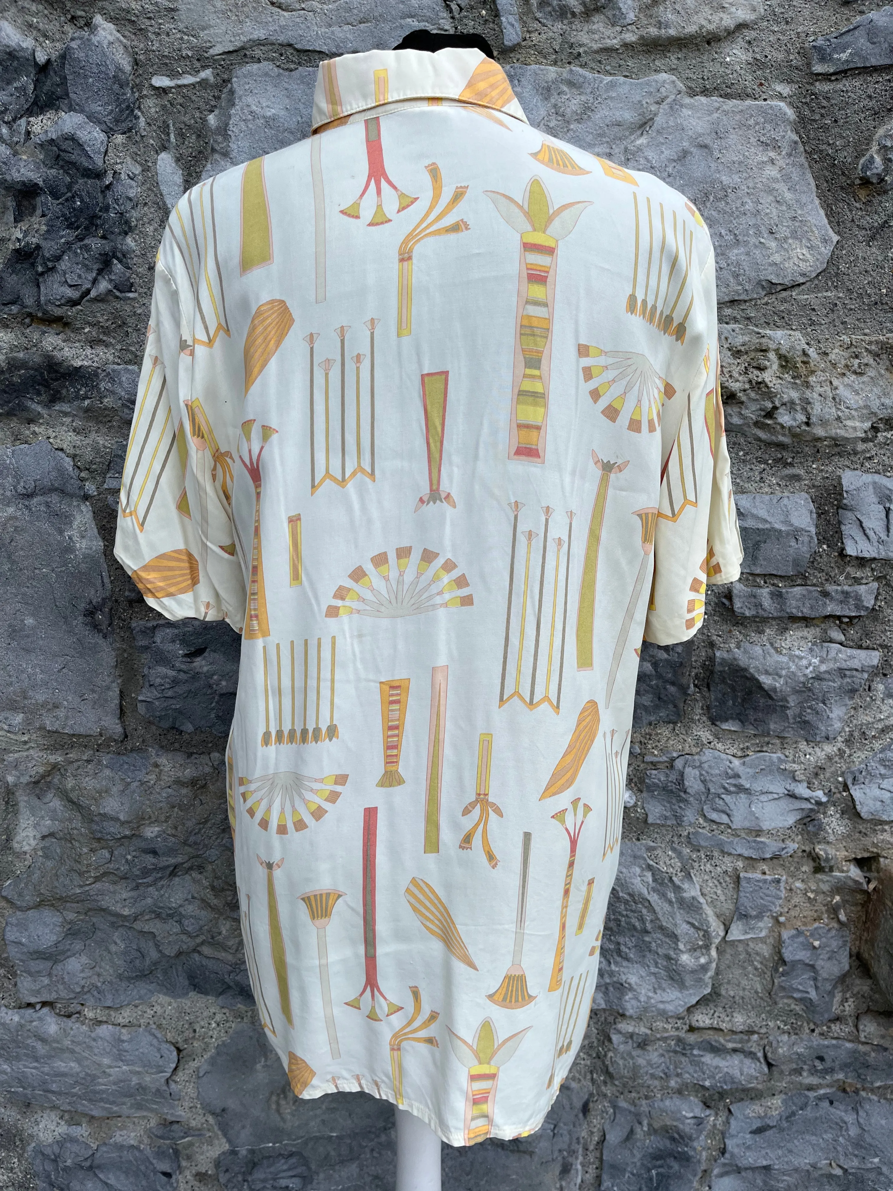 80s Egyptian print shirt S/M