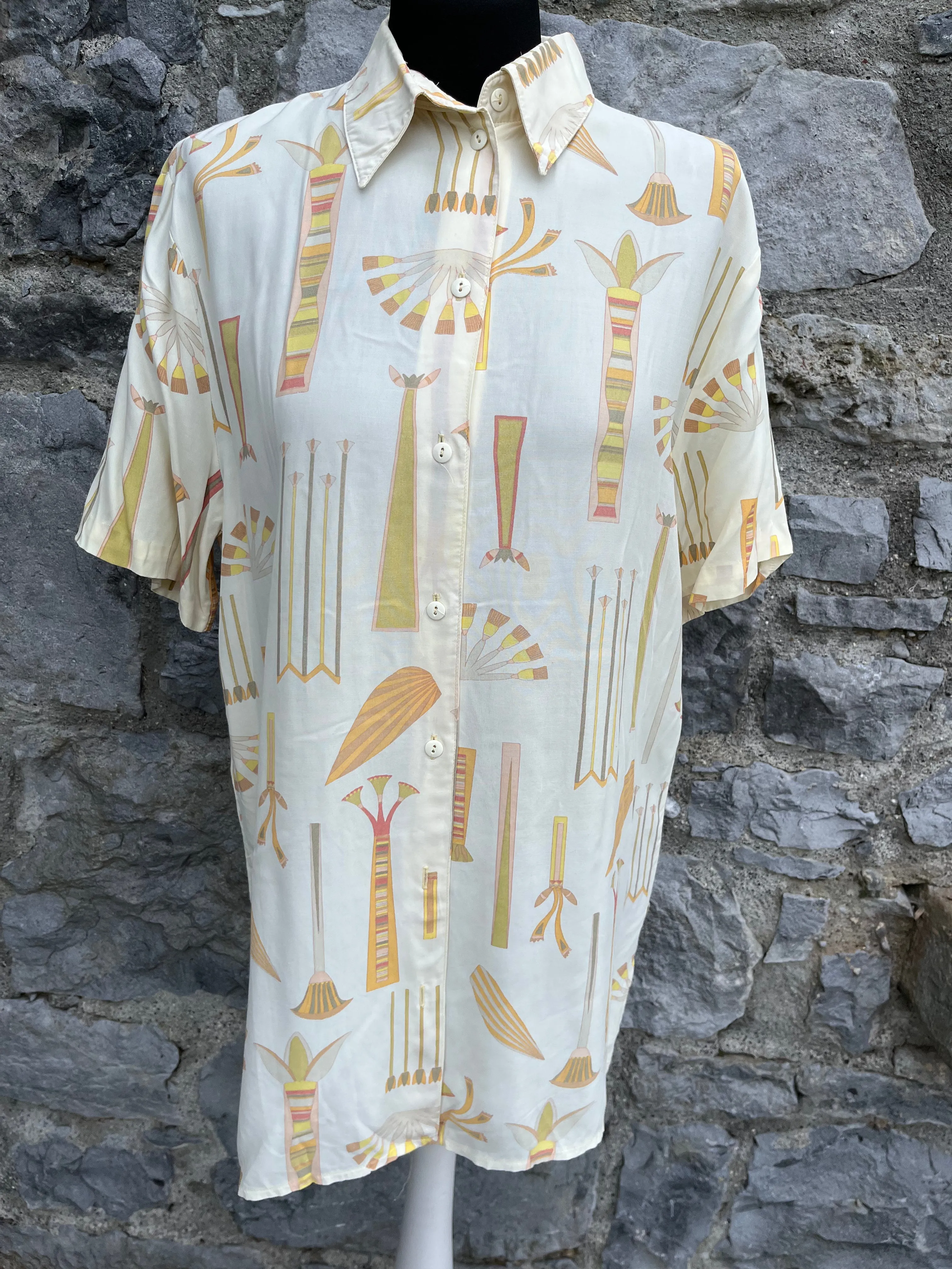 80s Egyptian print shirt S/M