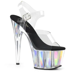 ADORE-708HGI Silver & Clear Ankle Peep Toe High Heel