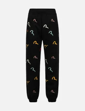 Allover Seagull Embroidery Sweatpants