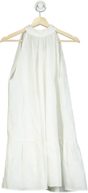 & Other Stories White Halterneck Dress With Tie Detail UK XS