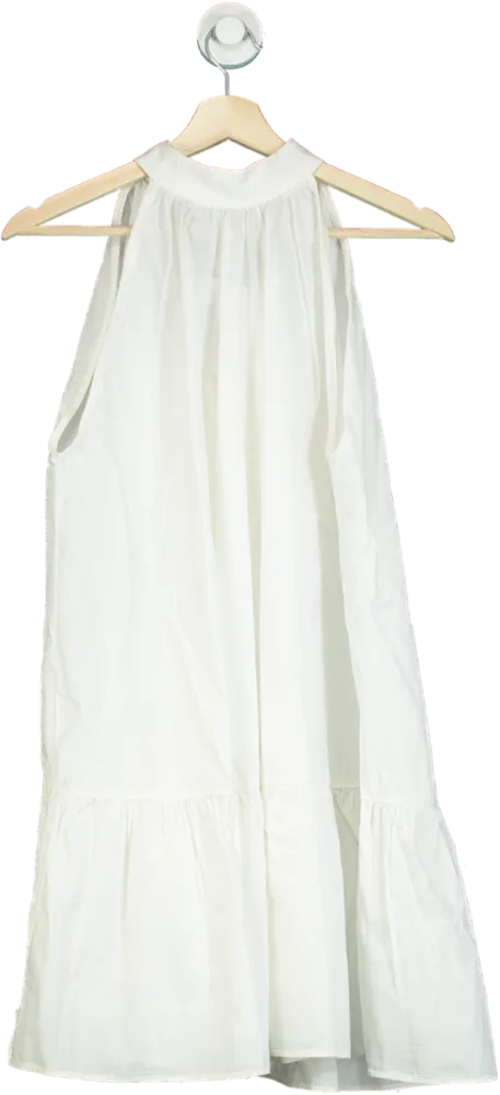 & Other Stories White Halterneck Dress With Tie Detail UK XS