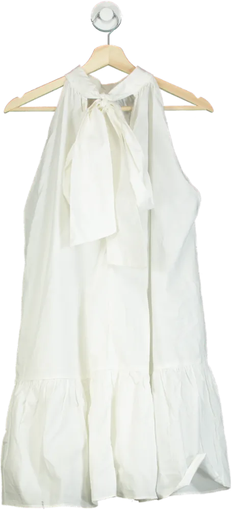 & Other Stories White Halterneck Dress With Tie Detail UK XS