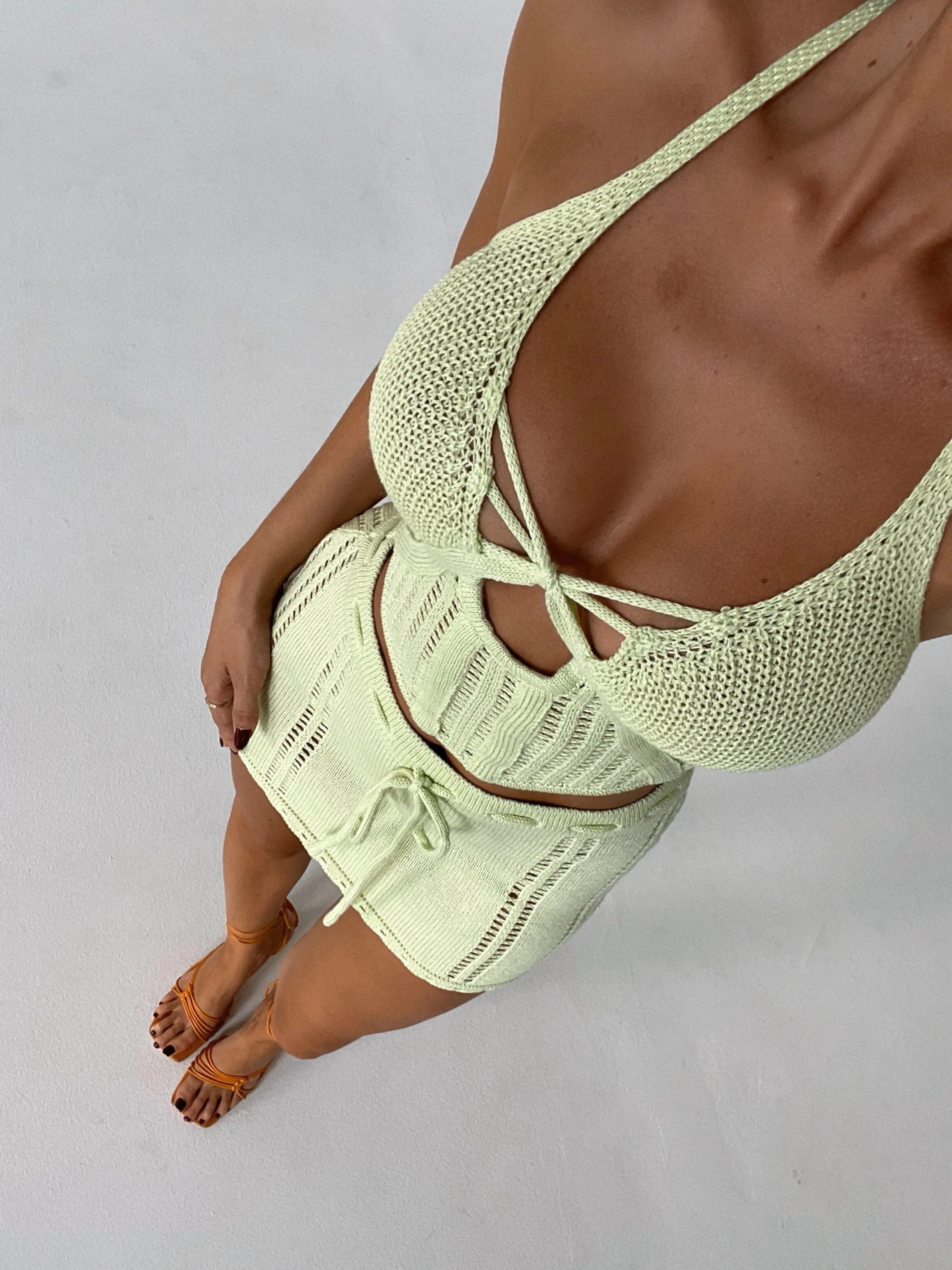 ANGELARA MINI SKIRT MATCHA