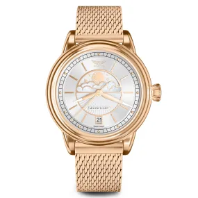 Aviator White Milanese Stainless Steel Mesh Swiss Made Women's Watch - V13322515