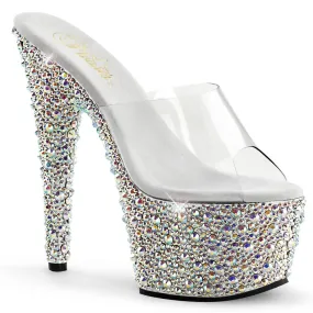 BEJEWELED-701MS Clear & Silver Peep Toe High Heel