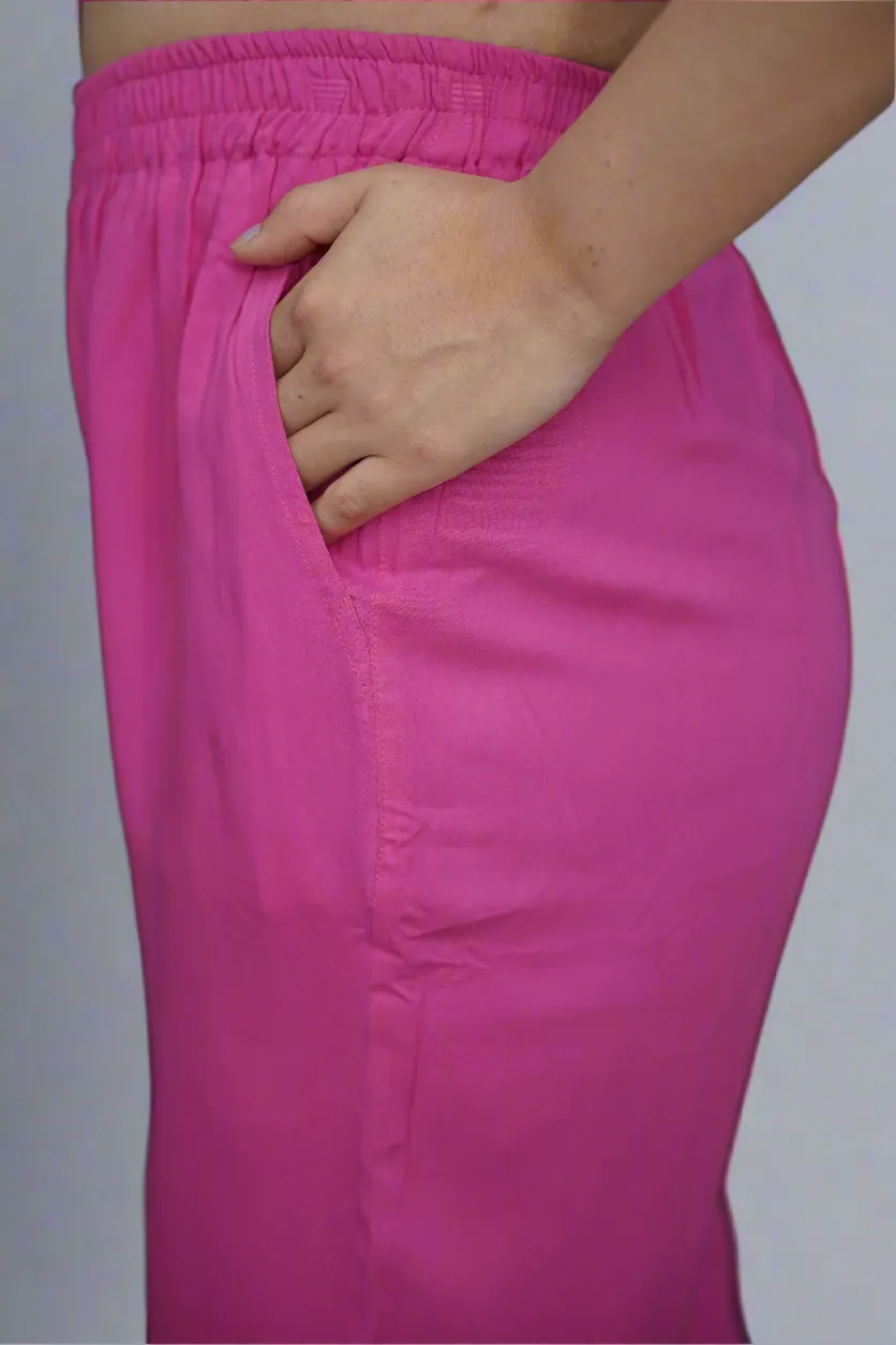 Berry Pink Rayon Kurti Pant