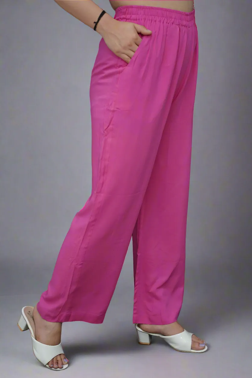 Berry Pink Rayon Kurti Pant