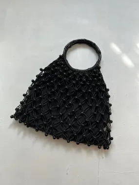 Black crochet pearls y2k vintage handbag