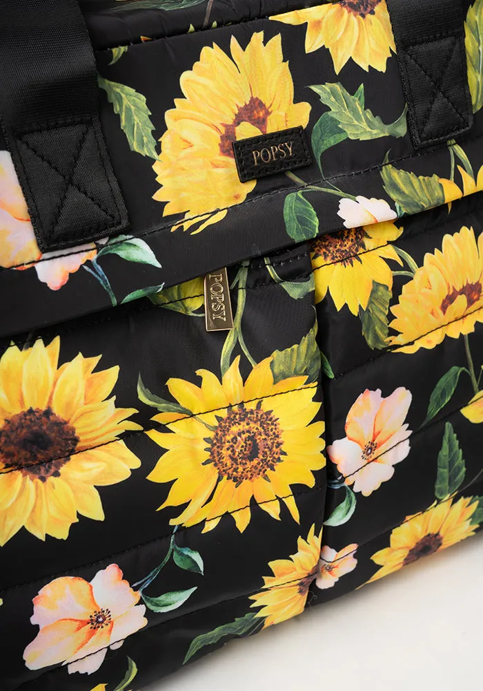 Black Sunflower Print Holdall