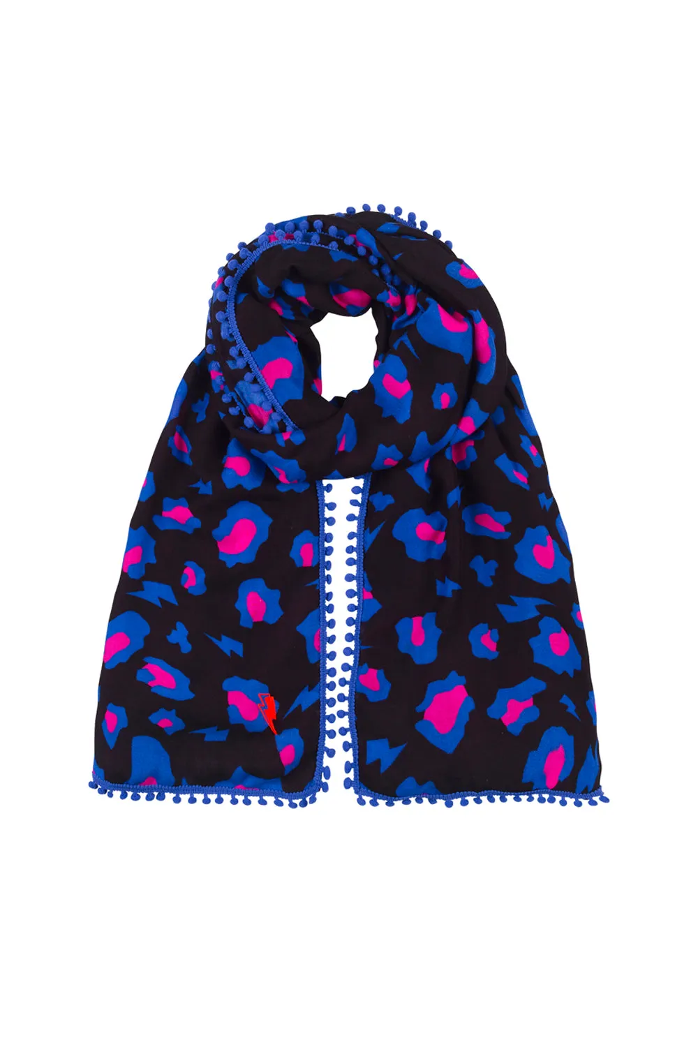 Black with Electric Blue and Neon Pink Snow Leopard Charity Super Scarf