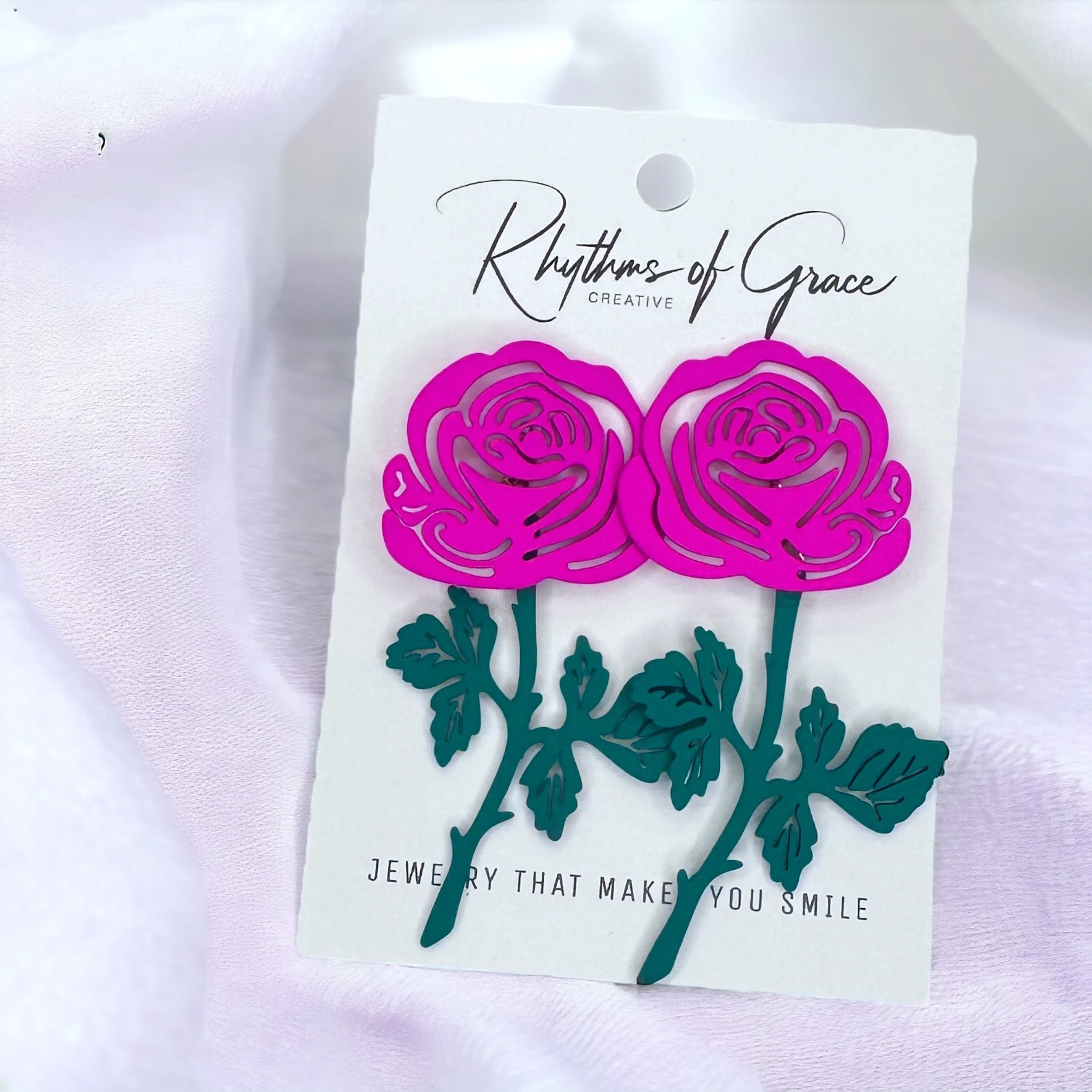 Blossom Into Boldness: Hot Pink Flower Earrings!