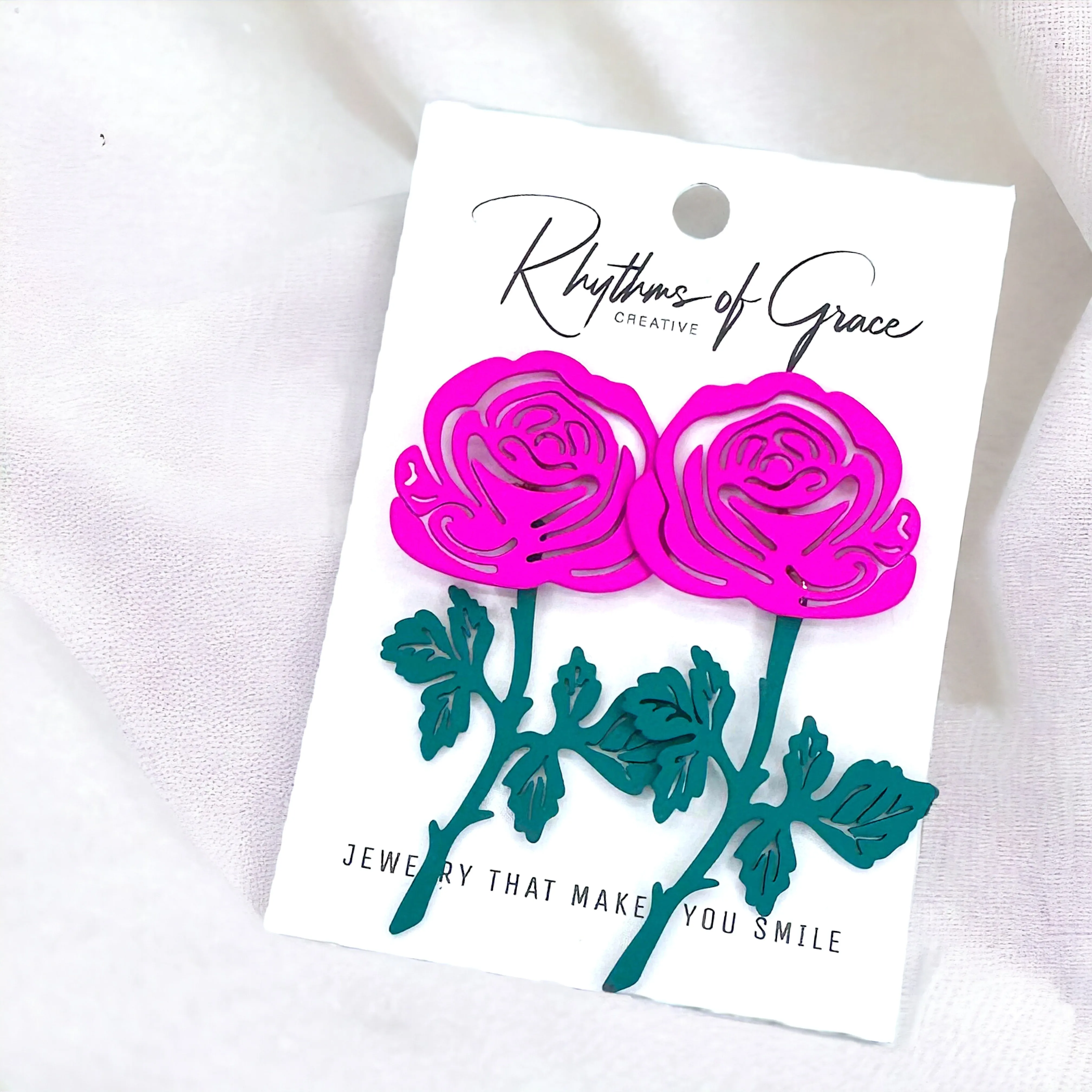 Blossom Into Boldness: Hot Pink Flower Earrings!