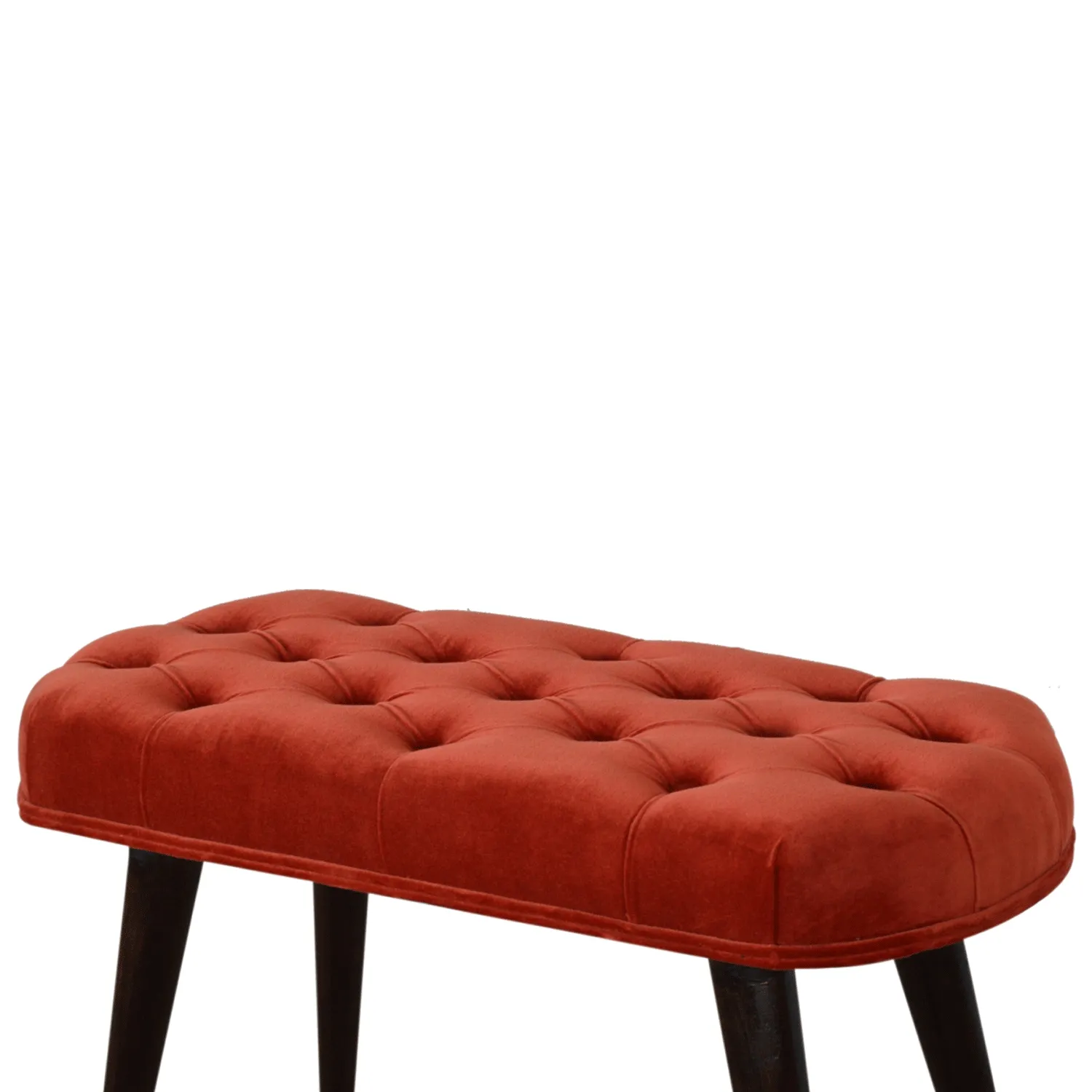 Bourton Red Velvet Deep Button Bench