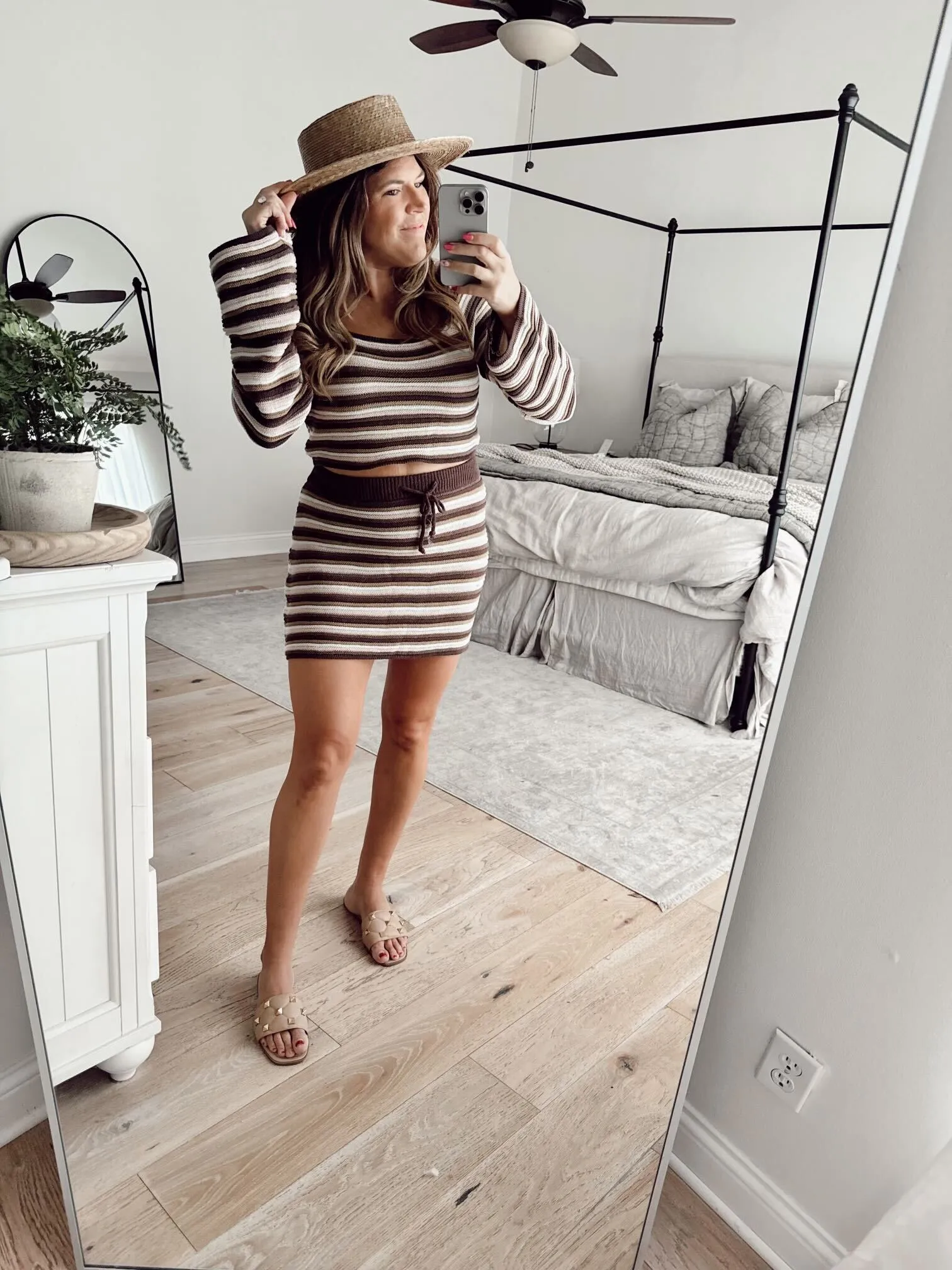 Brown Crochet Striped Mini Skirt - FINAL SALE