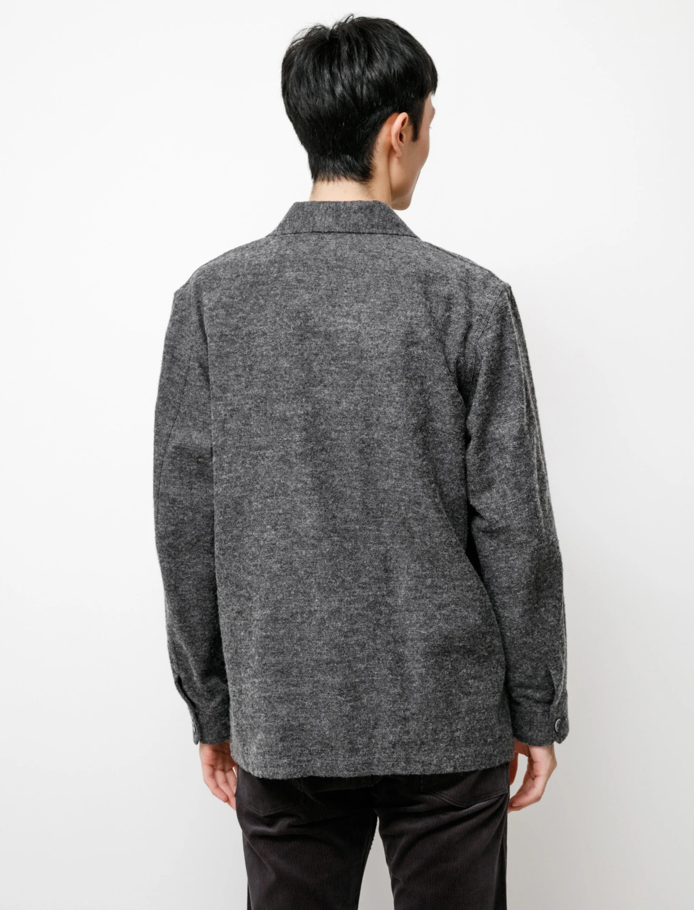 Brushed British Wool Cotton Utility Jacket Charcoal