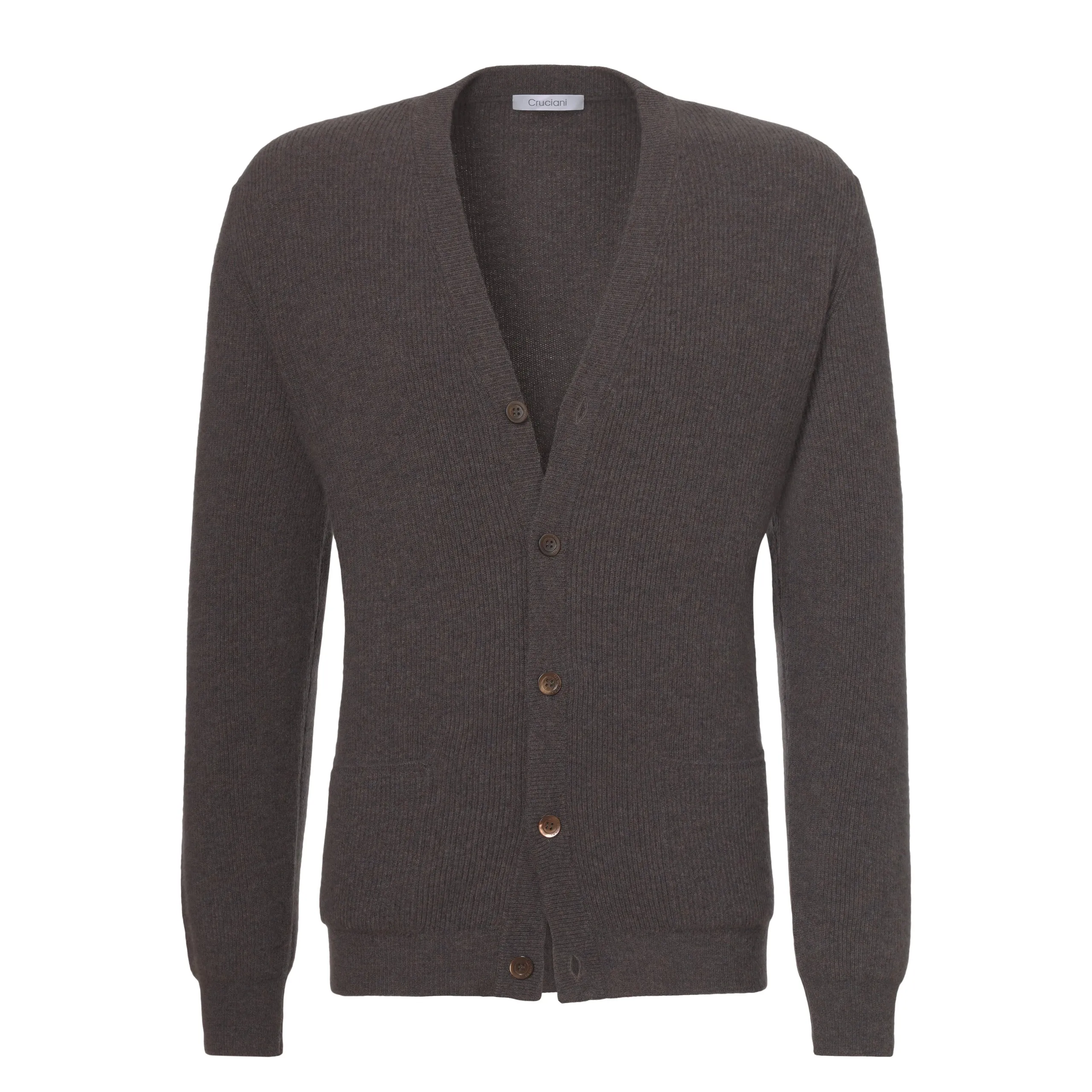 Cashmere Cardigan in Melange Tree Bark Brown