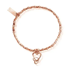 ChloBo Mini Cube Interlocking Love Heart Rose Gold Plated Bracelet