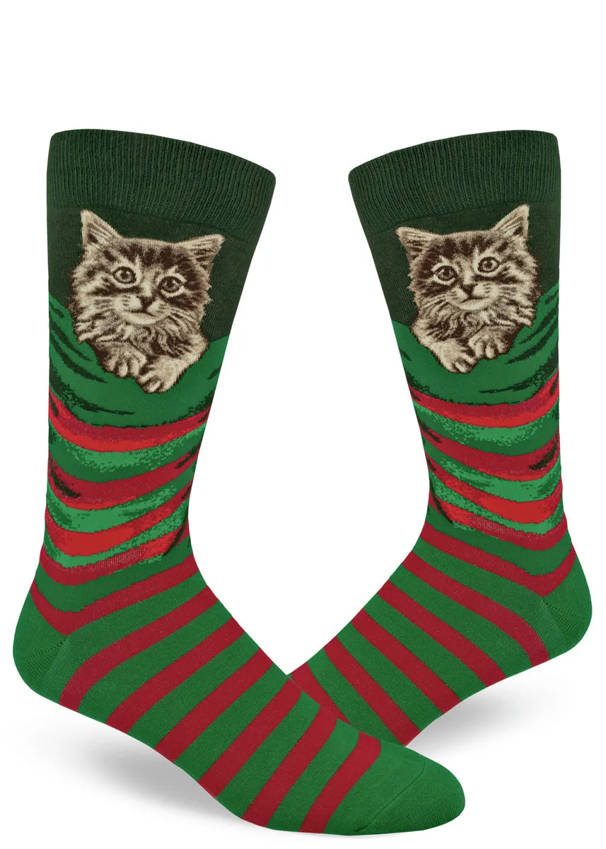 Christmas Kitten Men's Socks