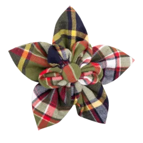 Collar Flower | Dark Olive Plaid