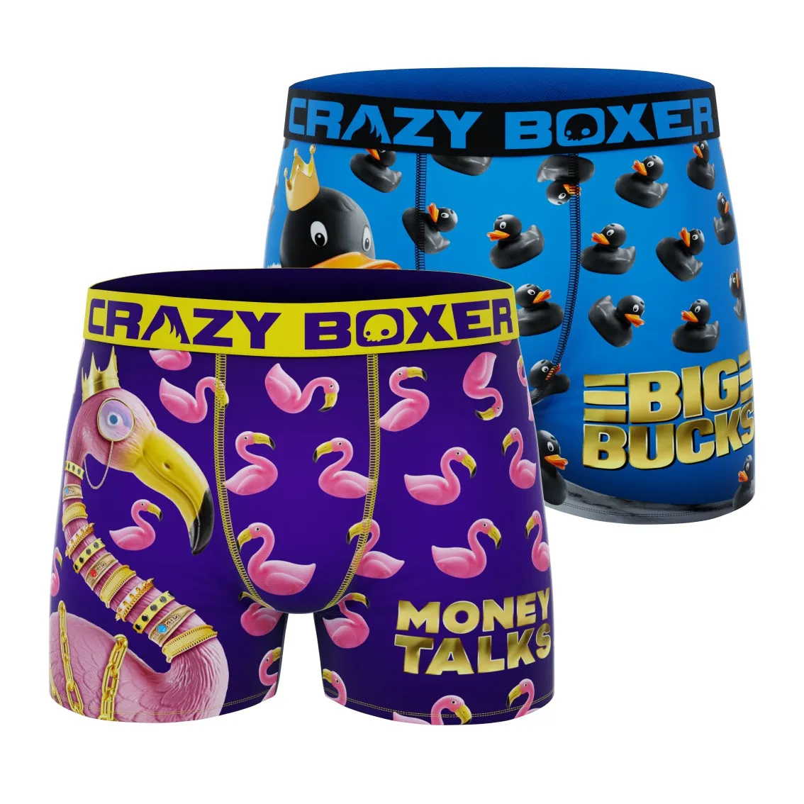 CRAZYBOXER Duck Flamingo Men's Boxer Briefs (2 pack)