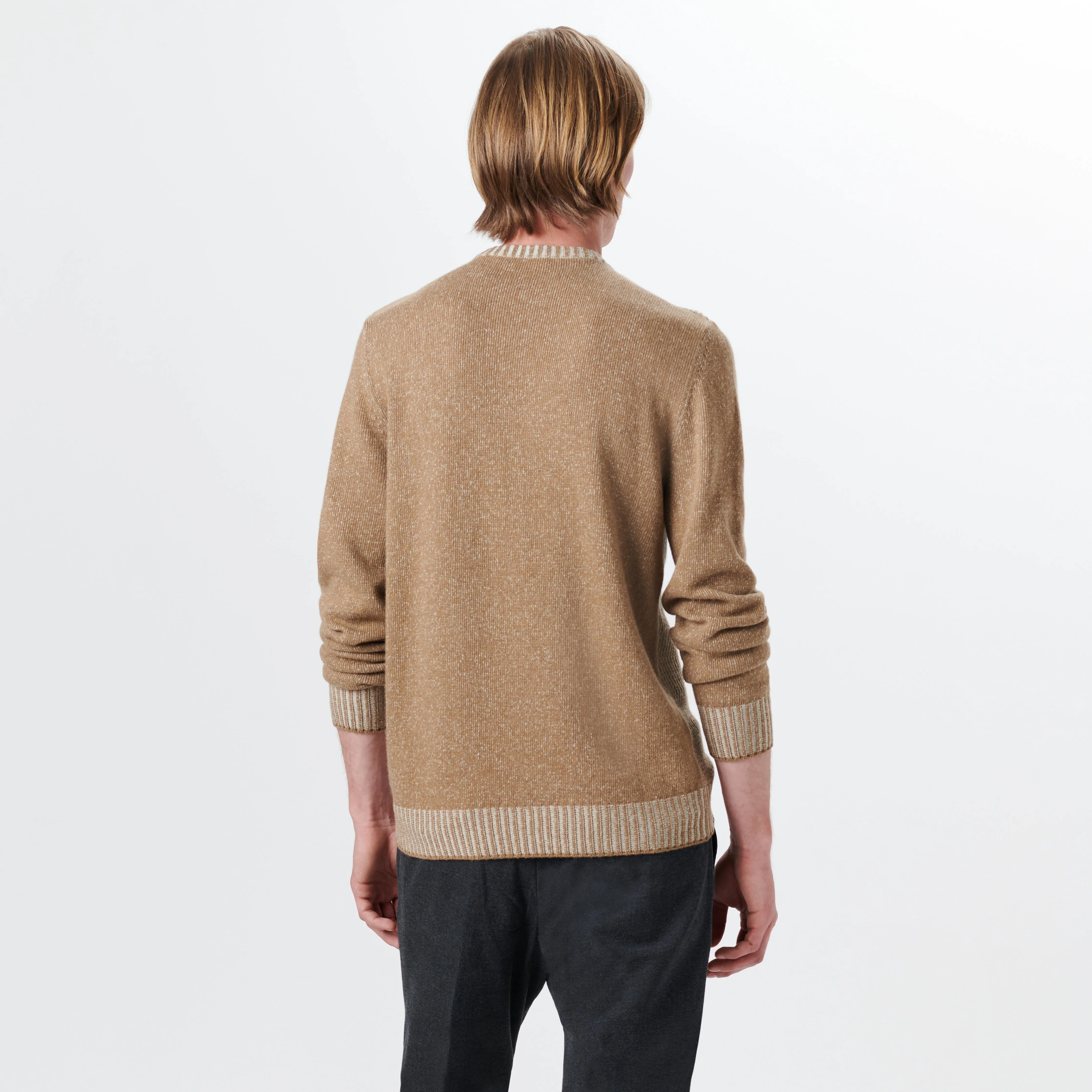 Crew Neck Herringbone Jacquard Sweater