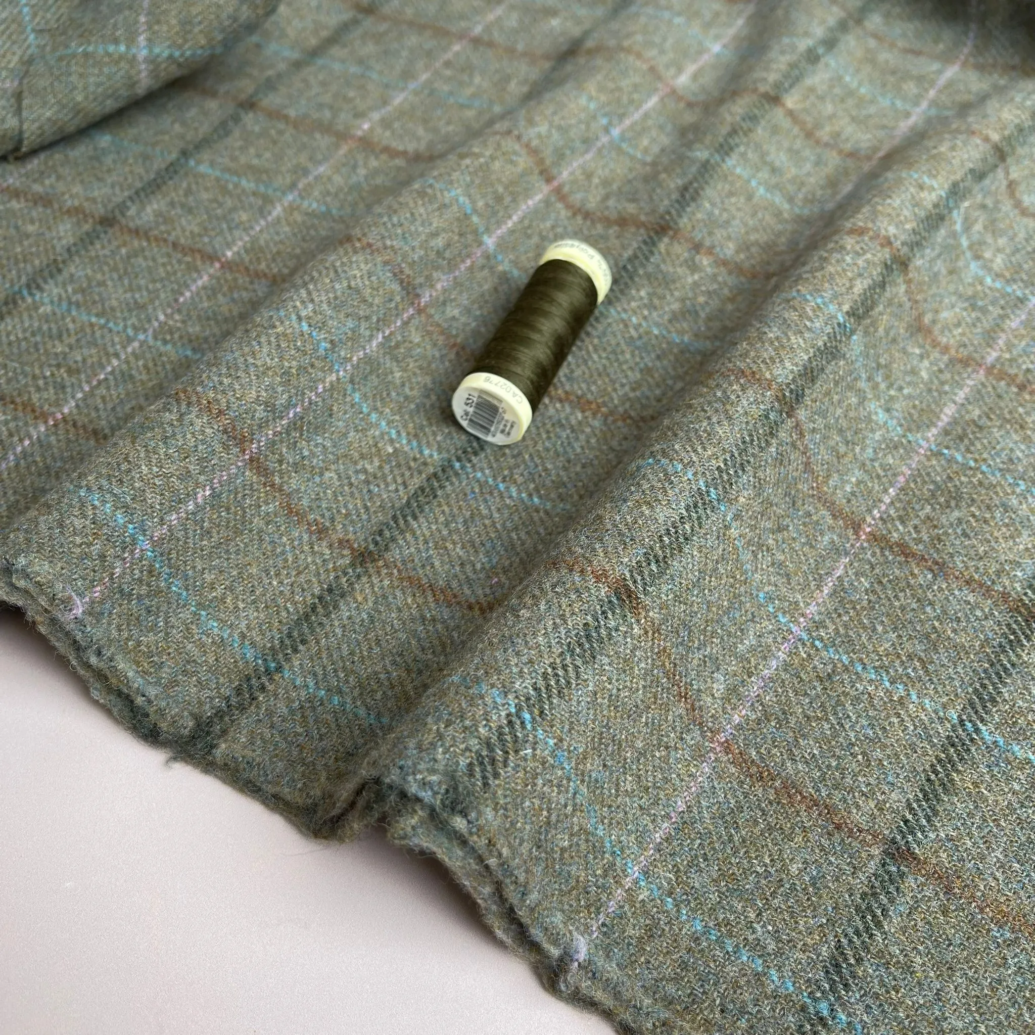 Deadstock Olive Check Pure Soft Wool Coating