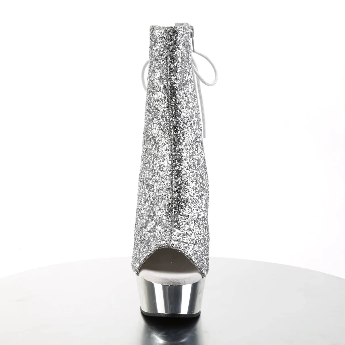 DELIGHT-1018G Silver Calf High Peep Toe Boots