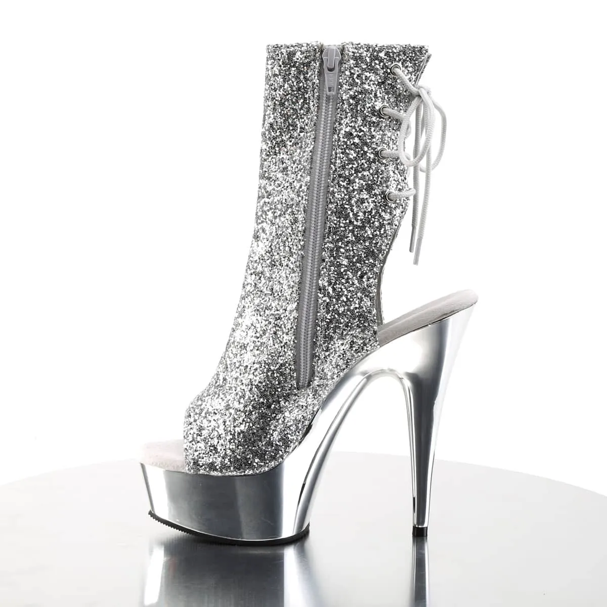 DELIGHT-1018G Silver Calf High Peep Toe Boots