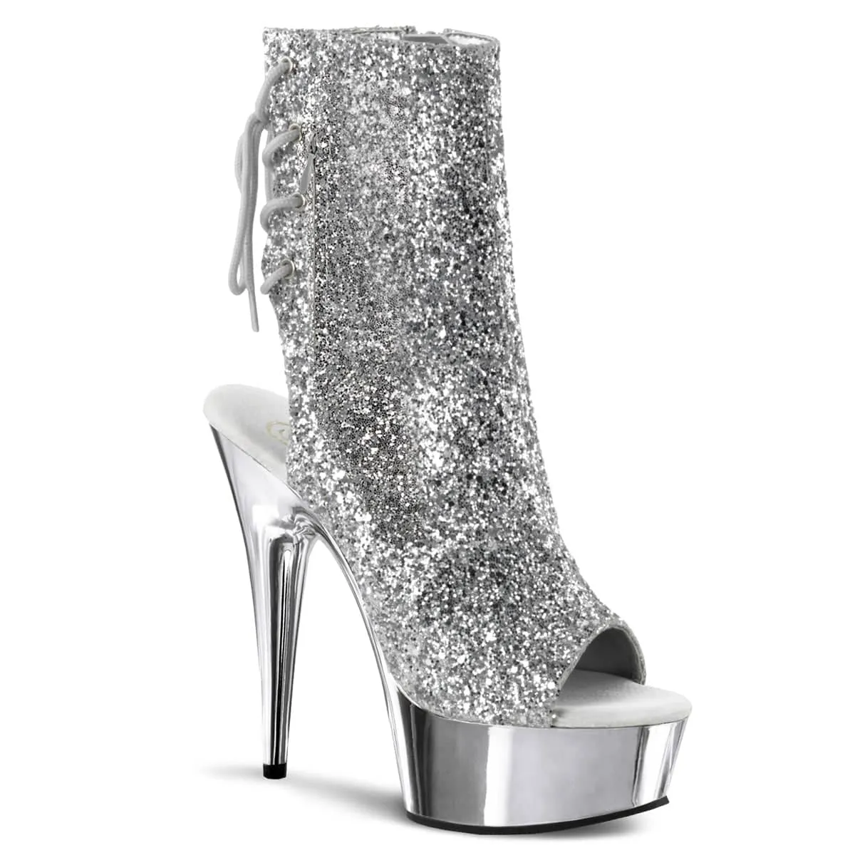 DELIGHT-1018G Silver Calf High Peep Toe Boots