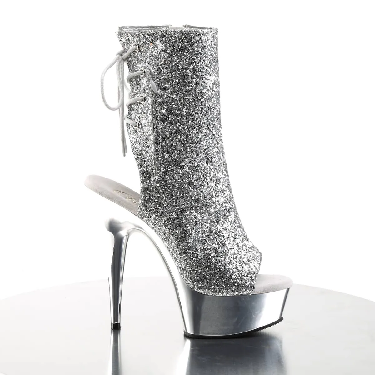 DELIGHT-1018G Silver Calf High Peep Toe Boots