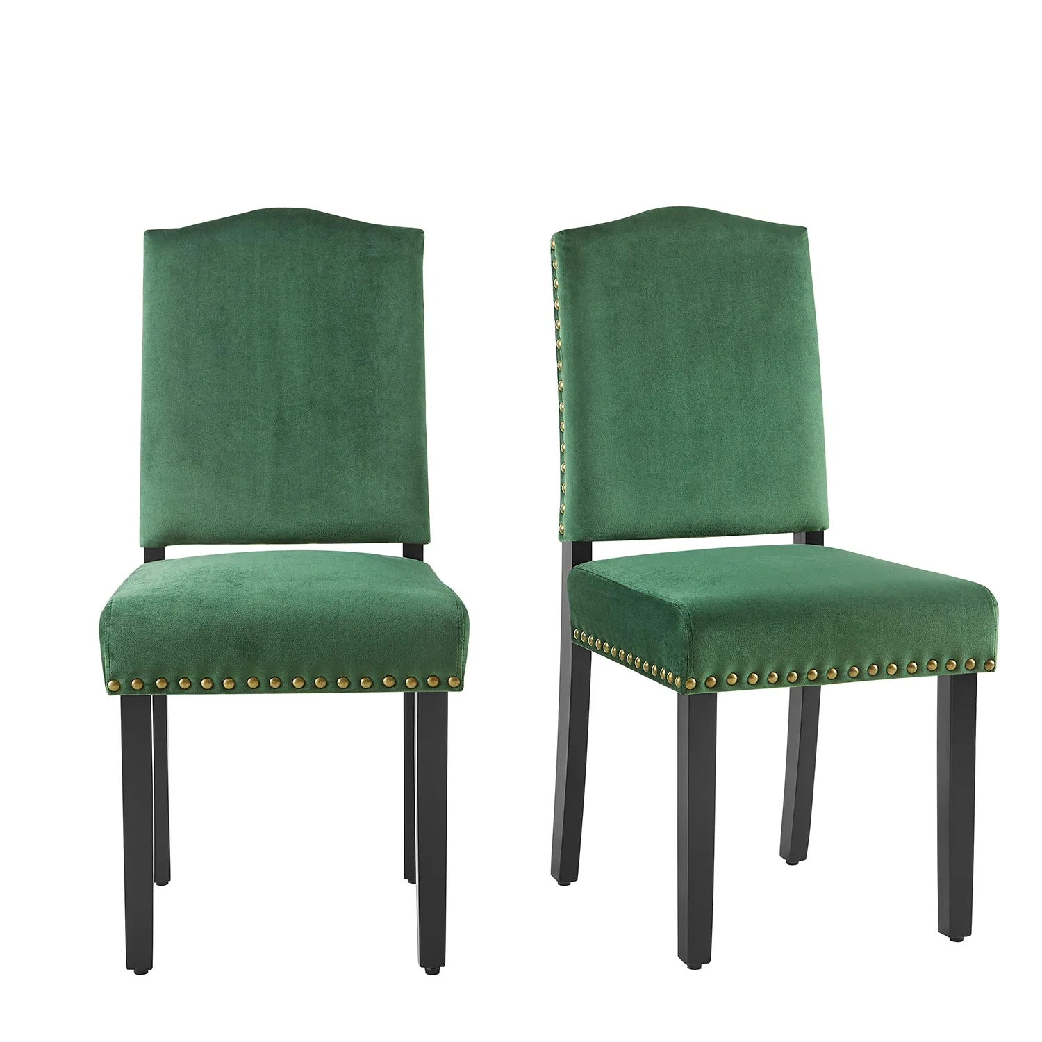 Draycott Set of 2 Pine Green Velvet Dining Chairs