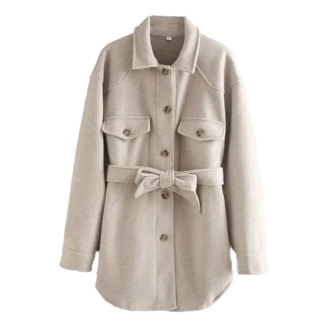 DressBetty - Long Sleeves Belted Warm Thicken Casual Coats