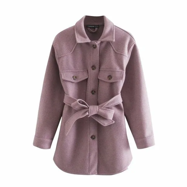 DressBetty - Long Sleeves Belted Warm Thicken Casual Coats