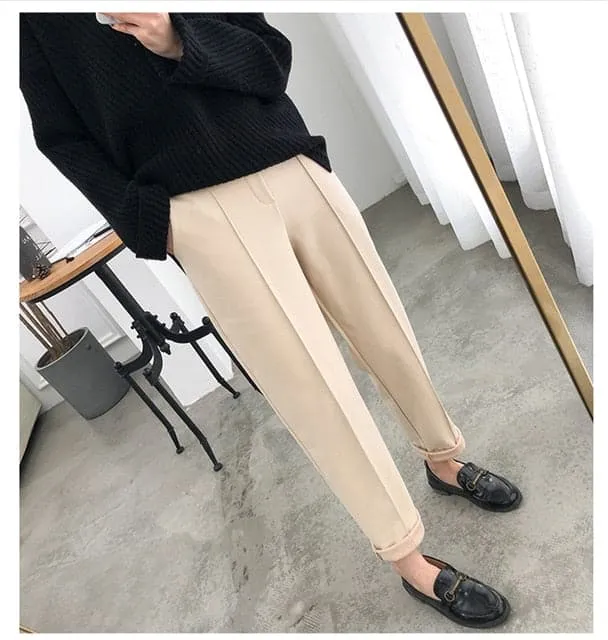 DressBetty - Winter Thicken Women Pencil Pants Plus Size Wool Pants Female Autumn High Waist Loose Trousers Capris Good Fabric