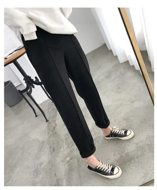 DressBetty - Winter Thicken Women Pencil Pants Plus Size Wool Pants Female Autumn High Waist Loose Trousers Capris Good Fabric