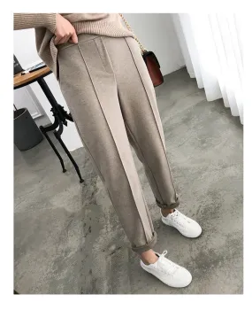 DressBetty - Winter Thicken Women Pencil Pants Plus Size Wool Pants Female Autumn High Waist Loose Trousers Capris Good Fabric