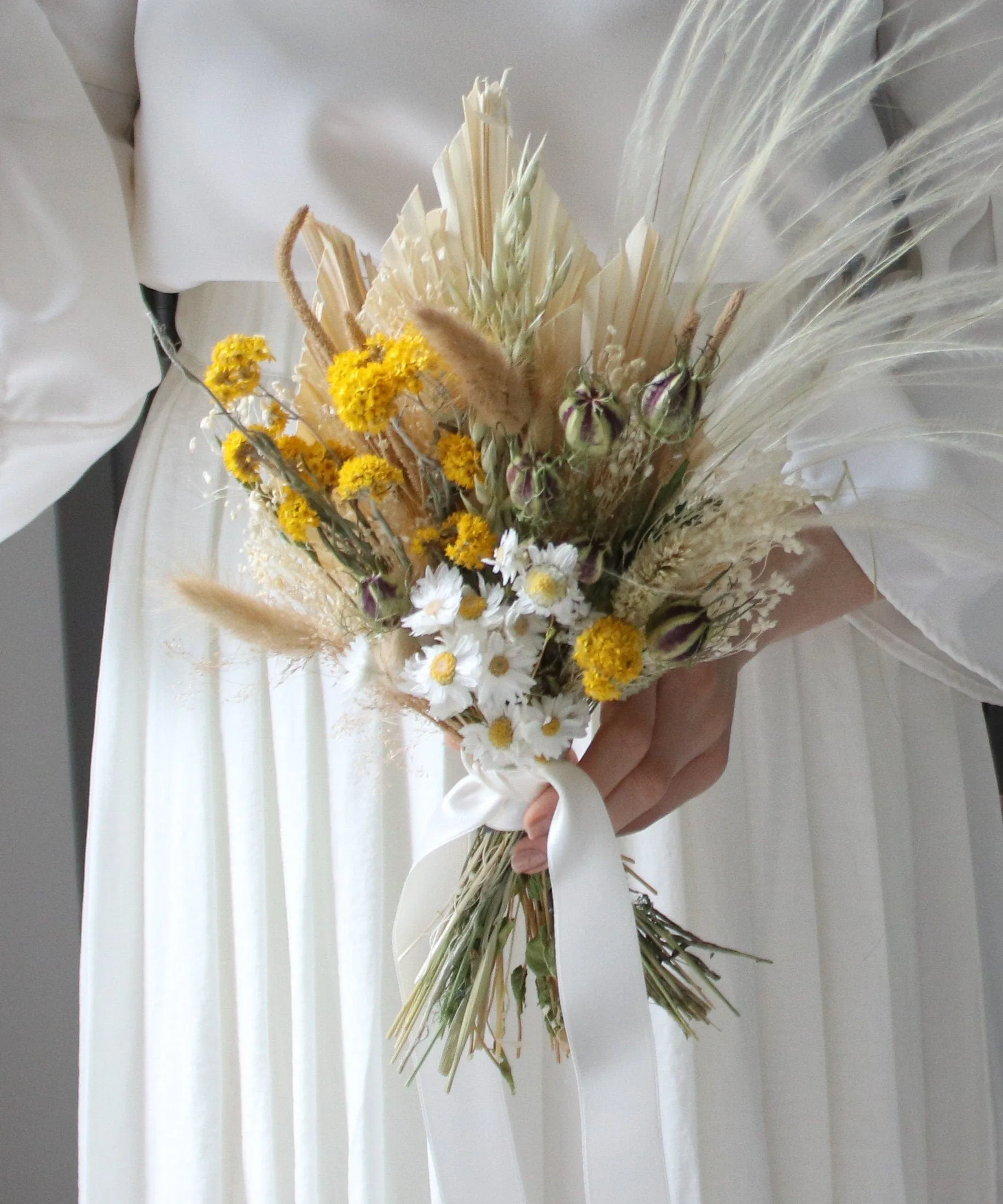 Dried Flowers Bridal Bouquet - Spring Yellow & Cream