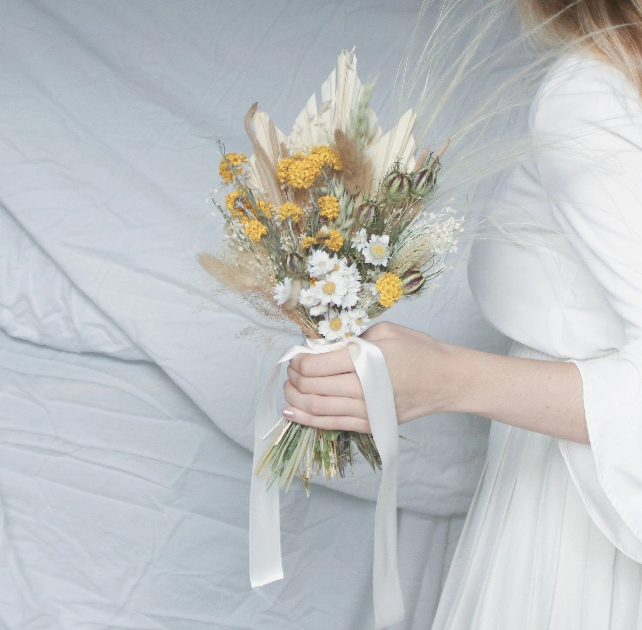 Dried Flowers Bridal Bouquet - Spring Yellow & Cream