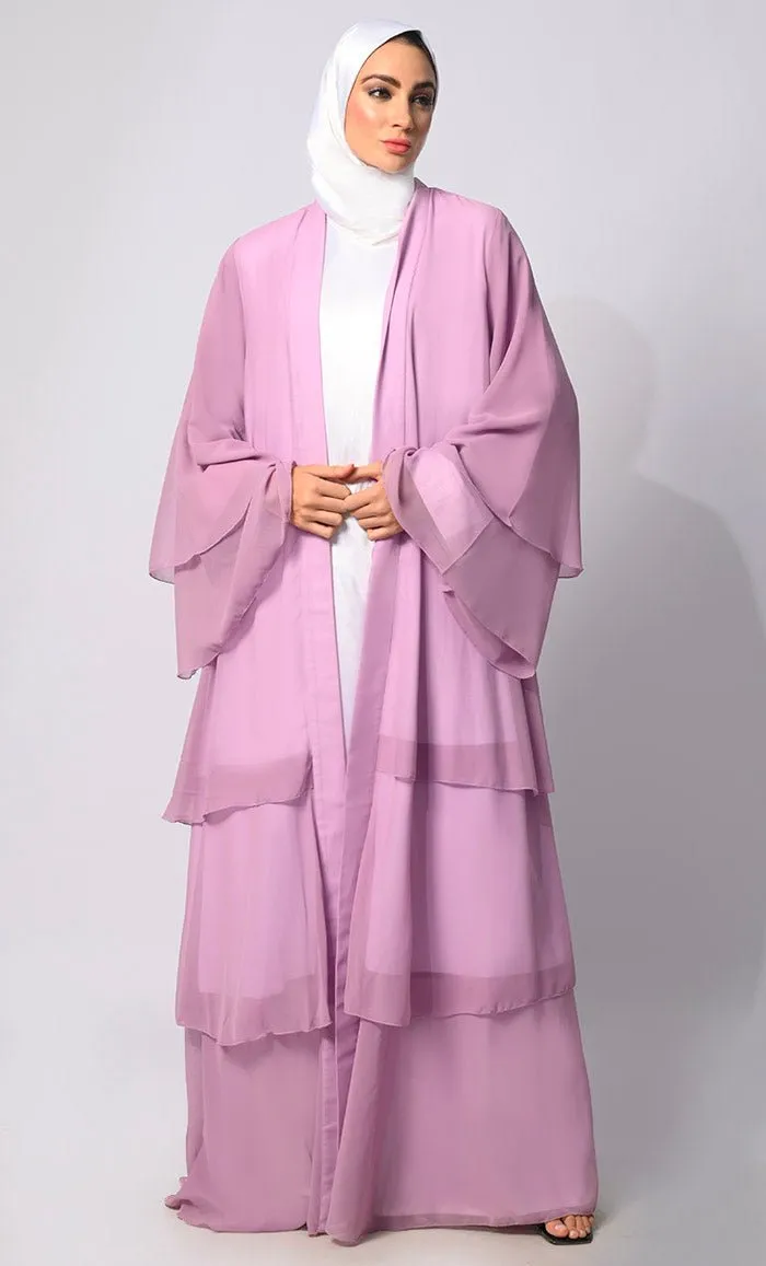 Elegance in Layers: LavendarTiered Shrug with Satin Lining