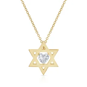 Floating Diamond Heart Star of David