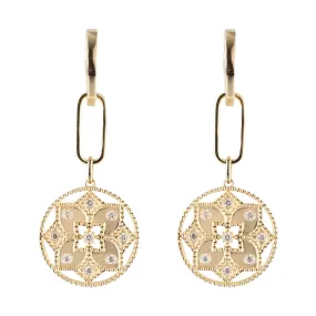 Flower Medallion Dangle Earrings