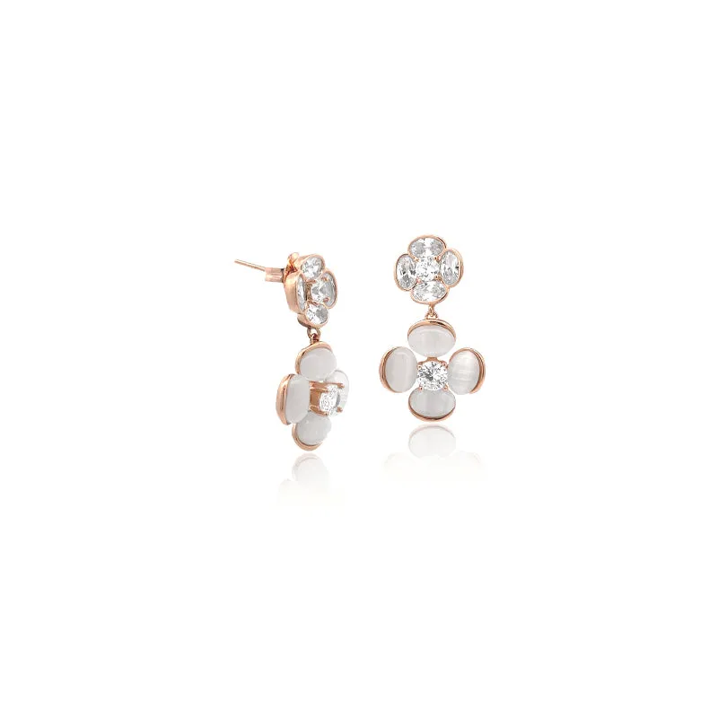 Flower Simulated Moonstone Earrings